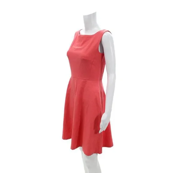 Tara Jarmon Women Red A-Line Fit Flare Midi Dress Sleeveless Size 4 - Picture 2 of 7
